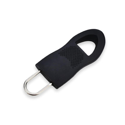 Durable zipper pull tab replacement in black, designed for easy grip and use on bags and jackets
